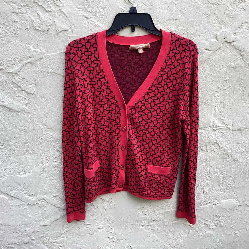 Cardigan Ellen Tracy v neck button down sweater